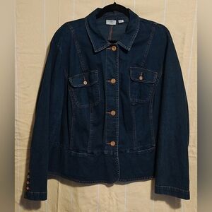 Cato Denim Peplum Jacket Dark Wash Denim Sz 18/20